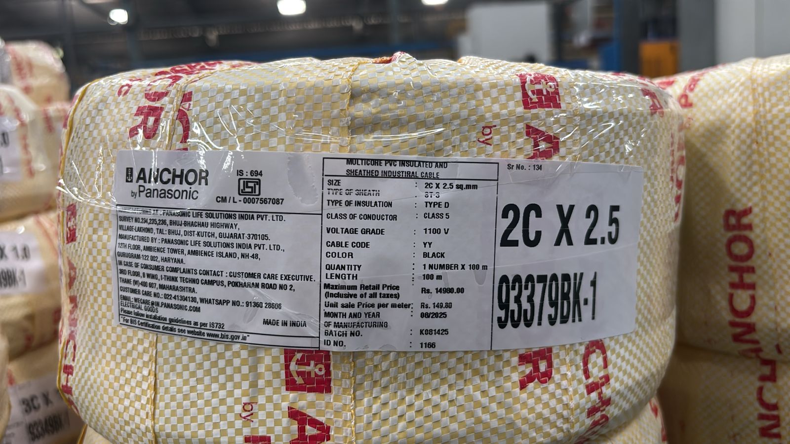 Anchor Panasonic cable wire industry industrial product identification label